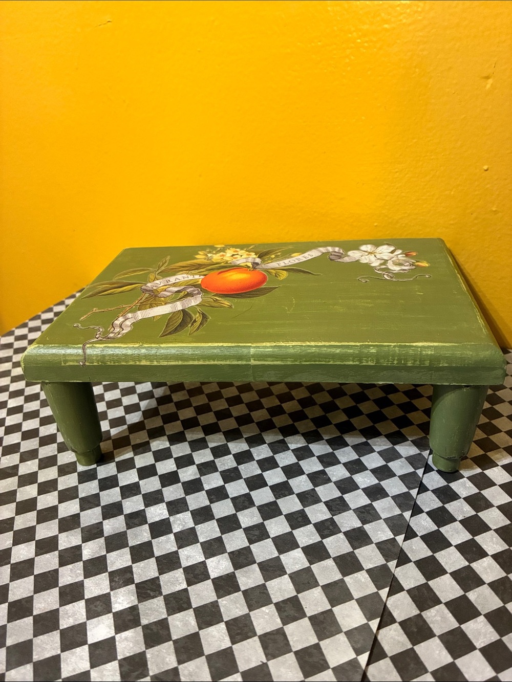 Hand-Painted Olive Green Decorative Riser